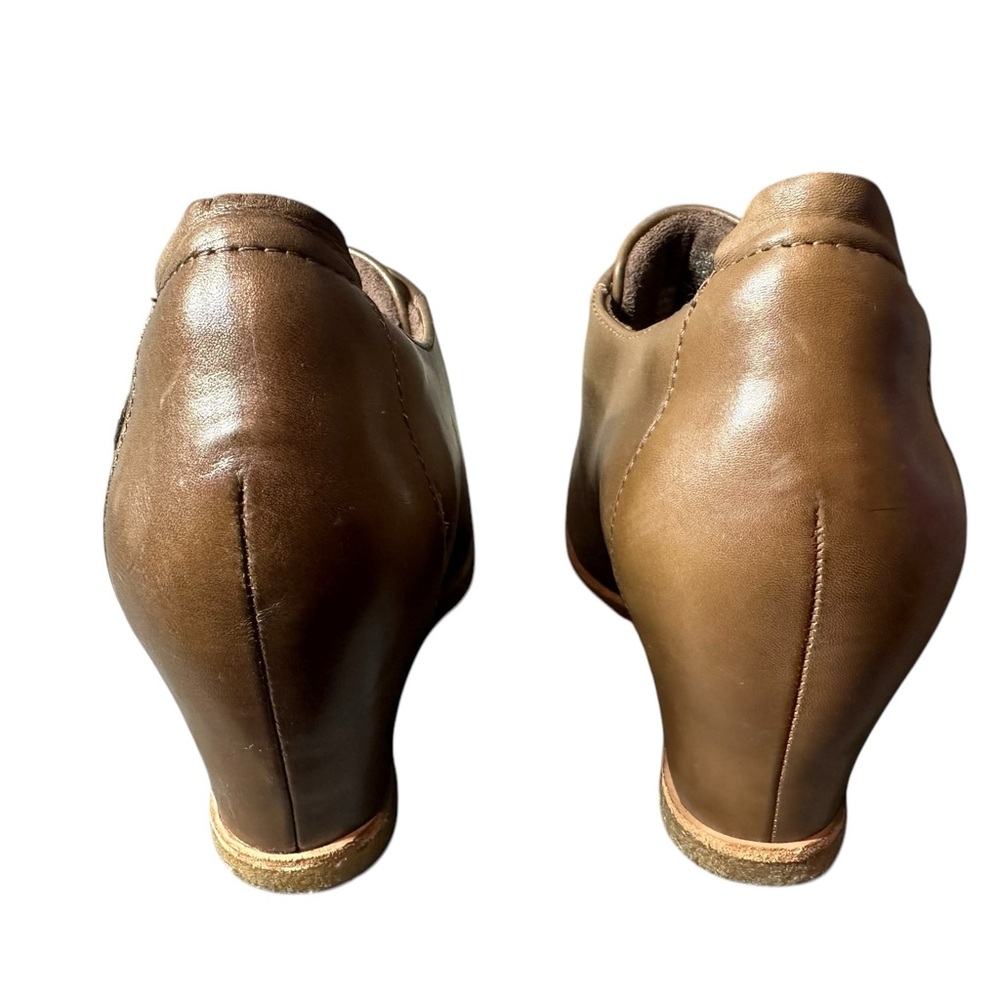 Earth Zanza Bark Brown Leather Wedge Ankle Booties Size 9.5 B Hook & Loop. Bin8 - Picture 5 of 11